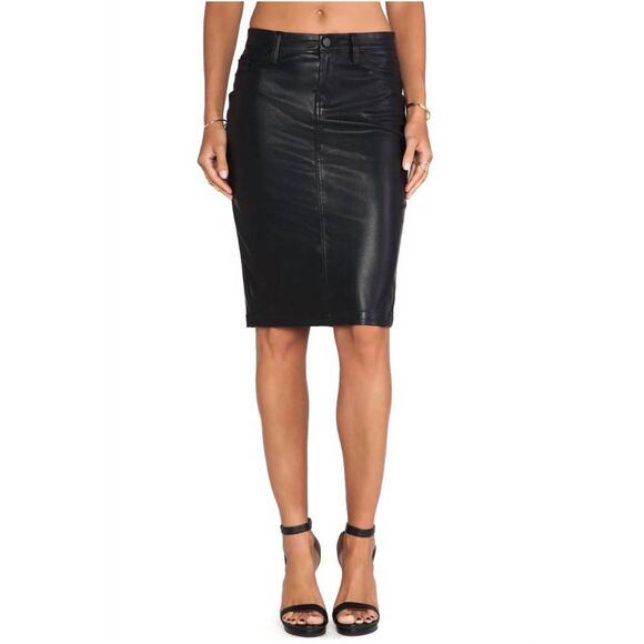 Blank NYC Skirt Size 28 NWT Faux Leather Pussycat Blck Knee Length Vegan Pencil - Picture 1 of 15